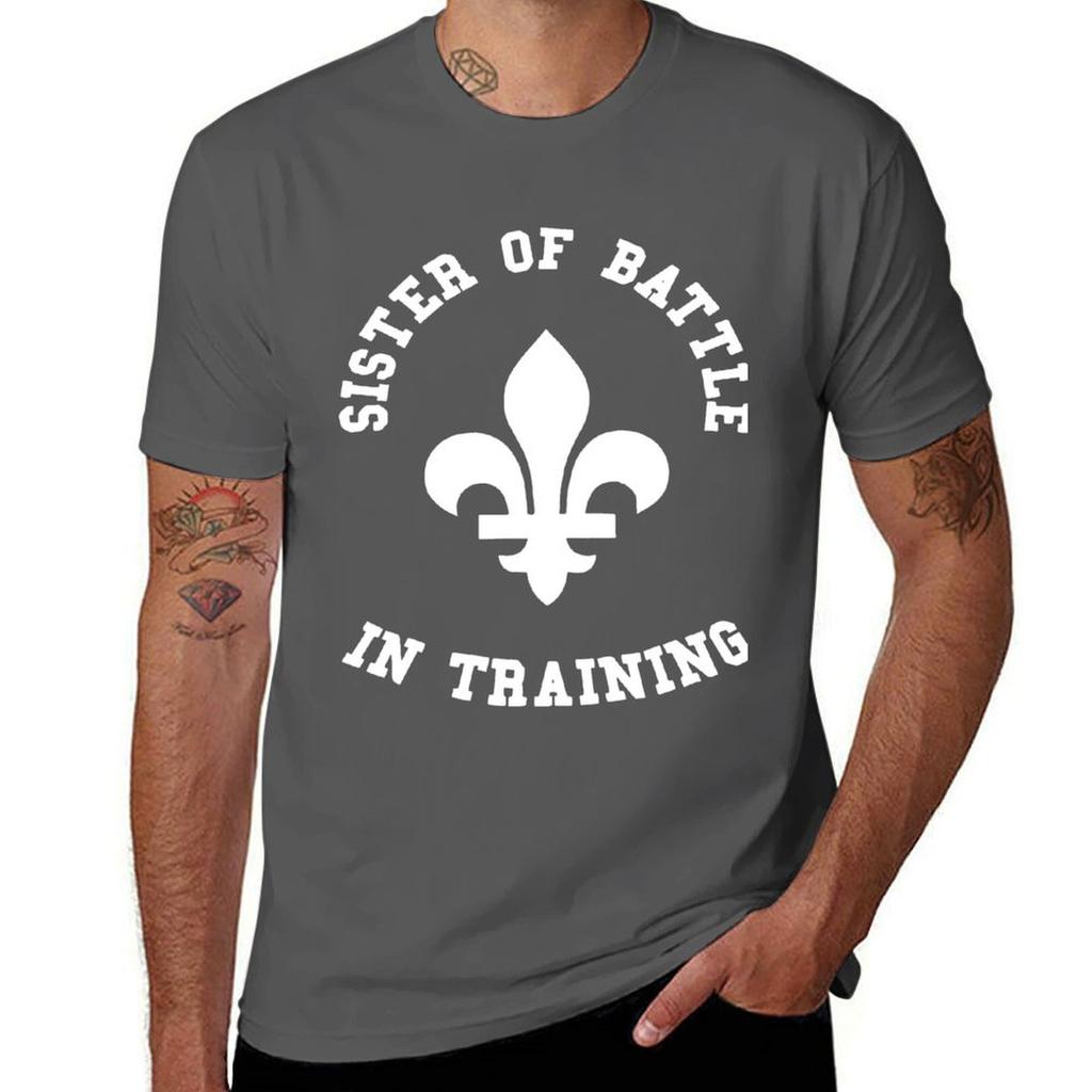 Sister of Battle in Training Shirt White on Black T-Shirt t shirts for man graphic tees cotton tshirt 100% man tshirt T-Shirt