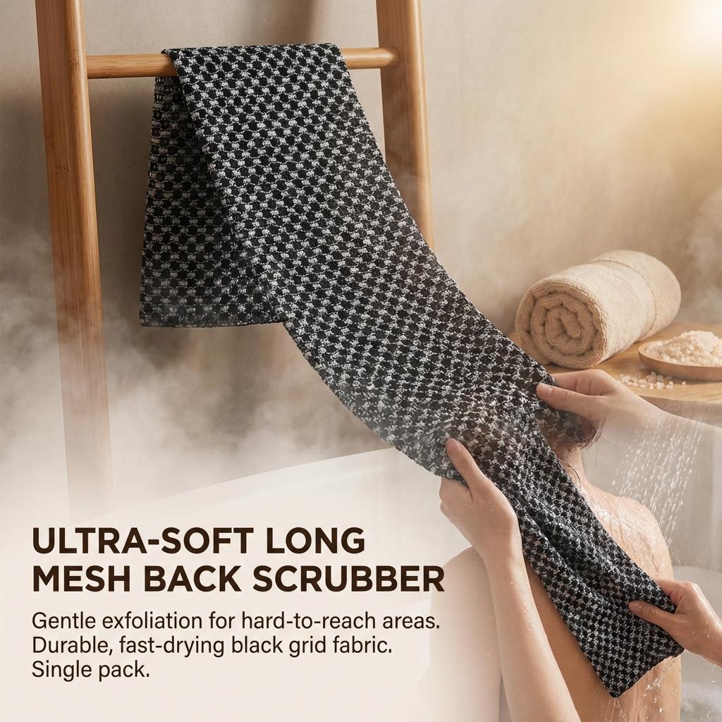 Soft Bath Towel Long Back Scrubber Gentle Skin Care Polyester Fiber