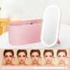 LED Makeup Mirror with Light and Storage Dressing Mirror Outdoor Travel Storage Box Mirror