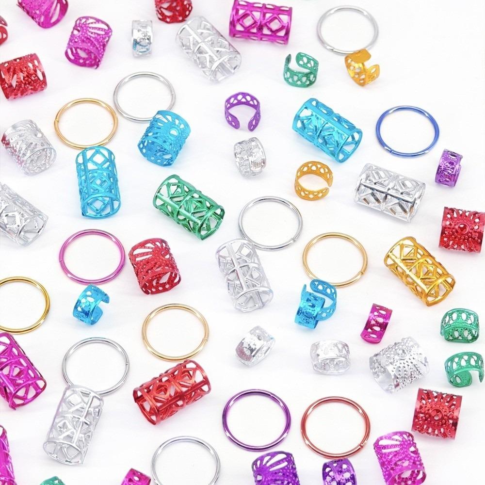 Metal Construction Dreadlock Hair Beads Hollow Out Design Multi Style Hair Braiding Cuffs Clip On Loc Hair Jewelry Girls Hair