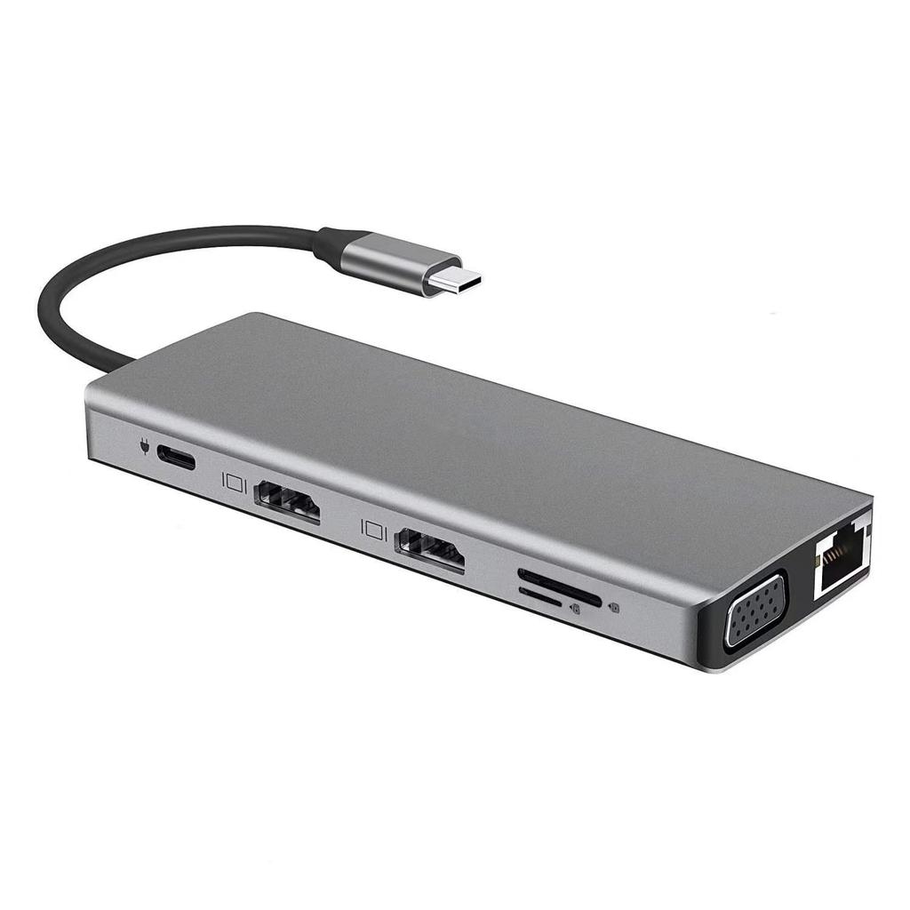 Multi-Function 8-in-1 USB-C Hub with Card Reader & Network Port