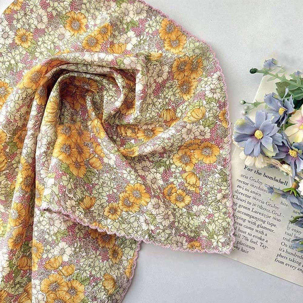 for Gift Breathable Small Square Scarf Sunshade Sweet Floral Patterned Headscarf Hair Band Headband Square Handkerchief Spring