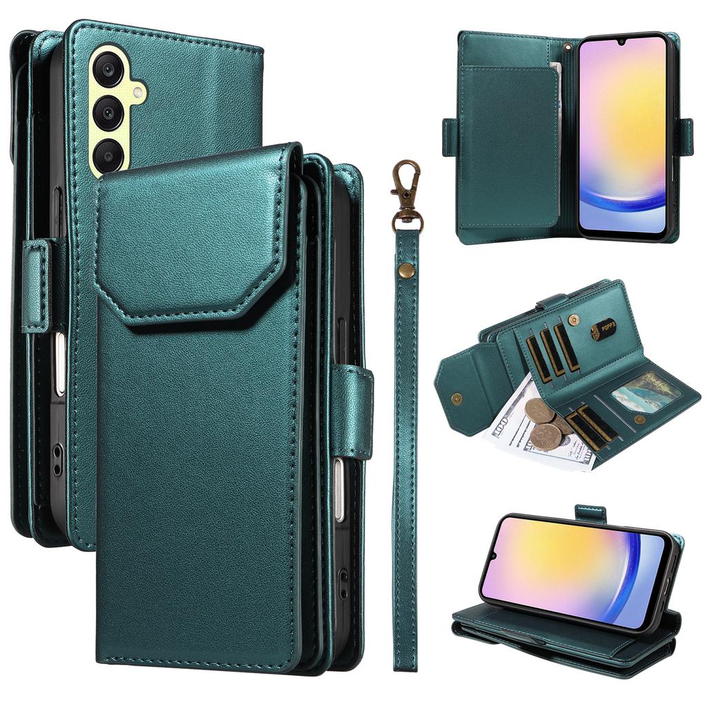 For Samsung Galaxy A25 5G (Global) Case with Multi-Card Holder and Strap PU Leather Phone Cover Stand