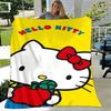 1pc. Hello Kitty Red Apple Yellow Background Blanket - Perfect for Home, Office, Outdoor Use, Gift Idea, Suitable for Al