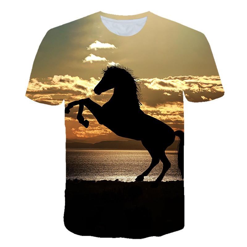 Animal Horse 3D Print Kids Short Sleeve T Shirt Fashion Casual Cartoon T-Shirt Harajuku Boys Girls Children's Clothing Tees Tops