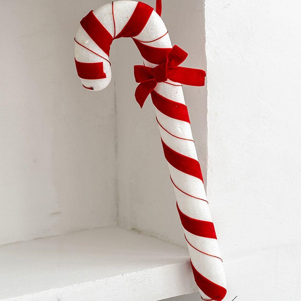 Белые и красные подвесные украшения в виде леденцов из пенопласта и бархата, украшение для рождественской елки, украшение для дома