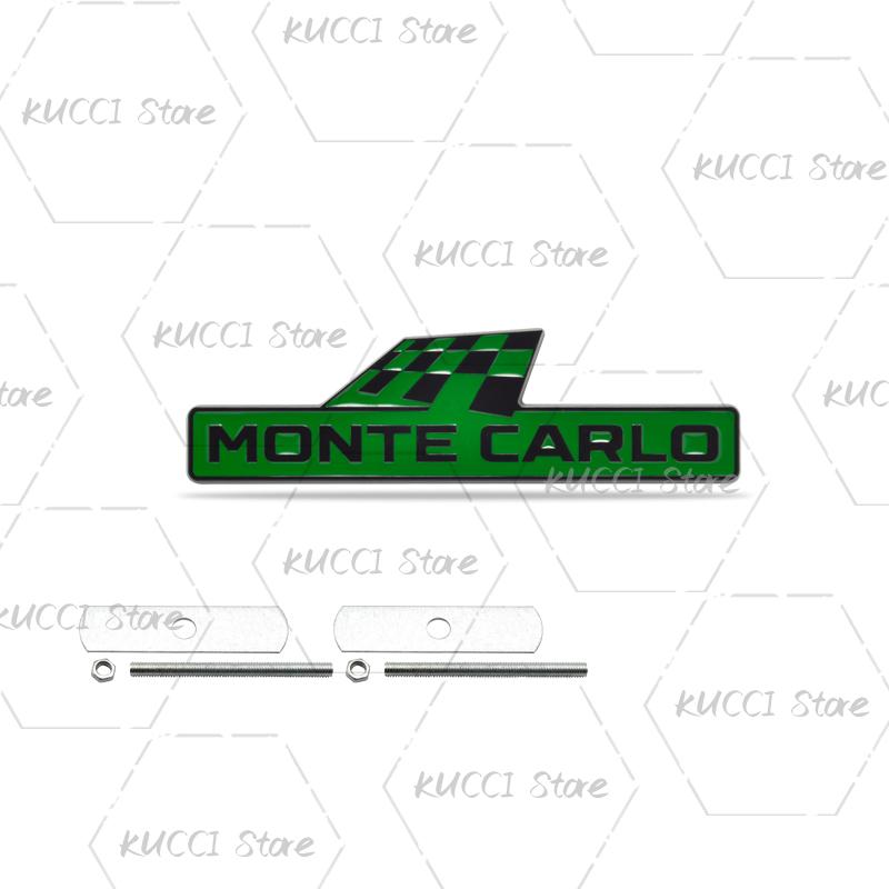 FSNK8 Alloy Metal Monte Carlo Racing Flag Grille Emblem Rear Trunk Badge Sticker For Skoda Fabia Octavia Kodiaq Superb VRS Kamiq Rapid