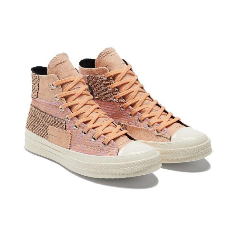 Converse Chuck 70 Plus Patchwork Unisex Lace-Up High Canvas Shoes Brown Orange 170058C