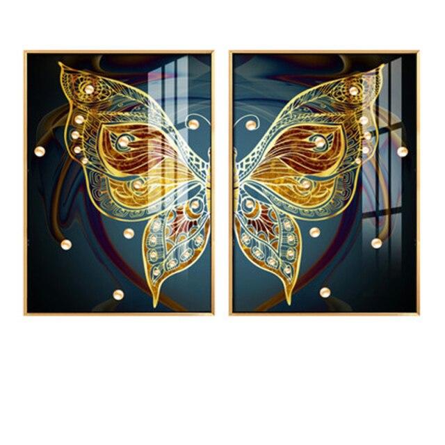 Яркий цвет крылья бабочки скандинавский скандинавский холст хлопок картина Золотая бабочка ретро комната декоративный настенный постер