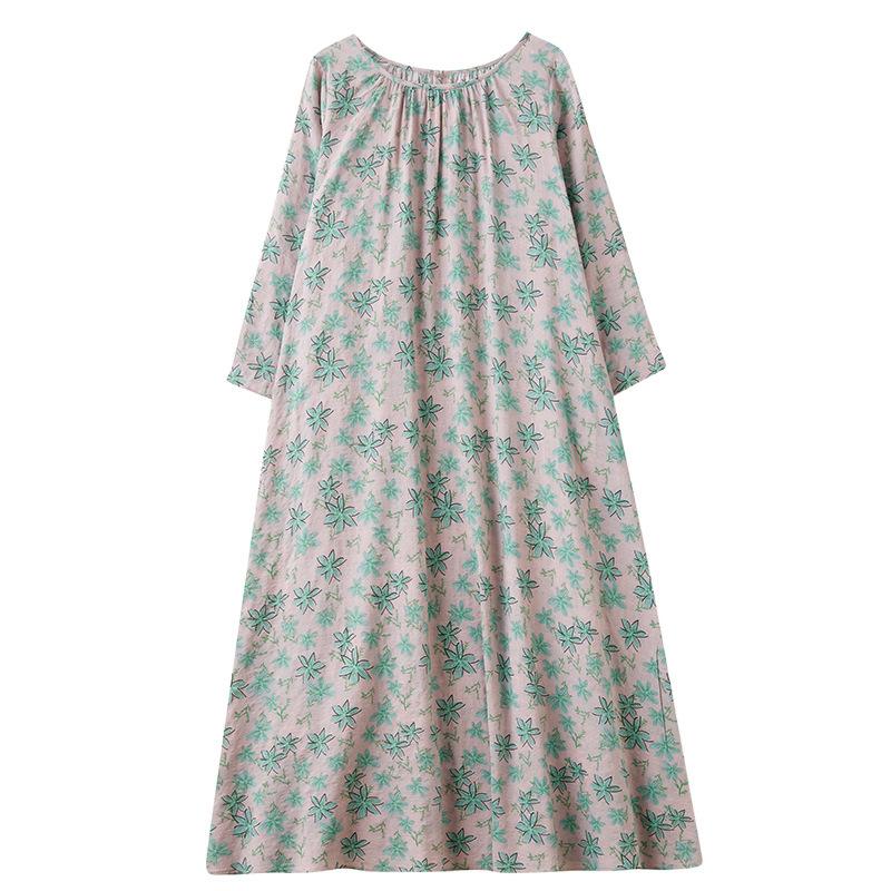 Осеннее литературное свободное платье больших размеров с круглым вырезом и длинными рукавами для весенних женщин в винтажном стиле