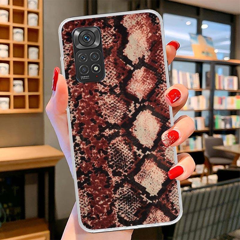 Pink Snake Skin Printing Drawing Cover Phone Case For Xiaomi Redmi Note 15 14 13 12 11 10 Pro Plus 14S 12S 11S 11T 11E 10S Soft