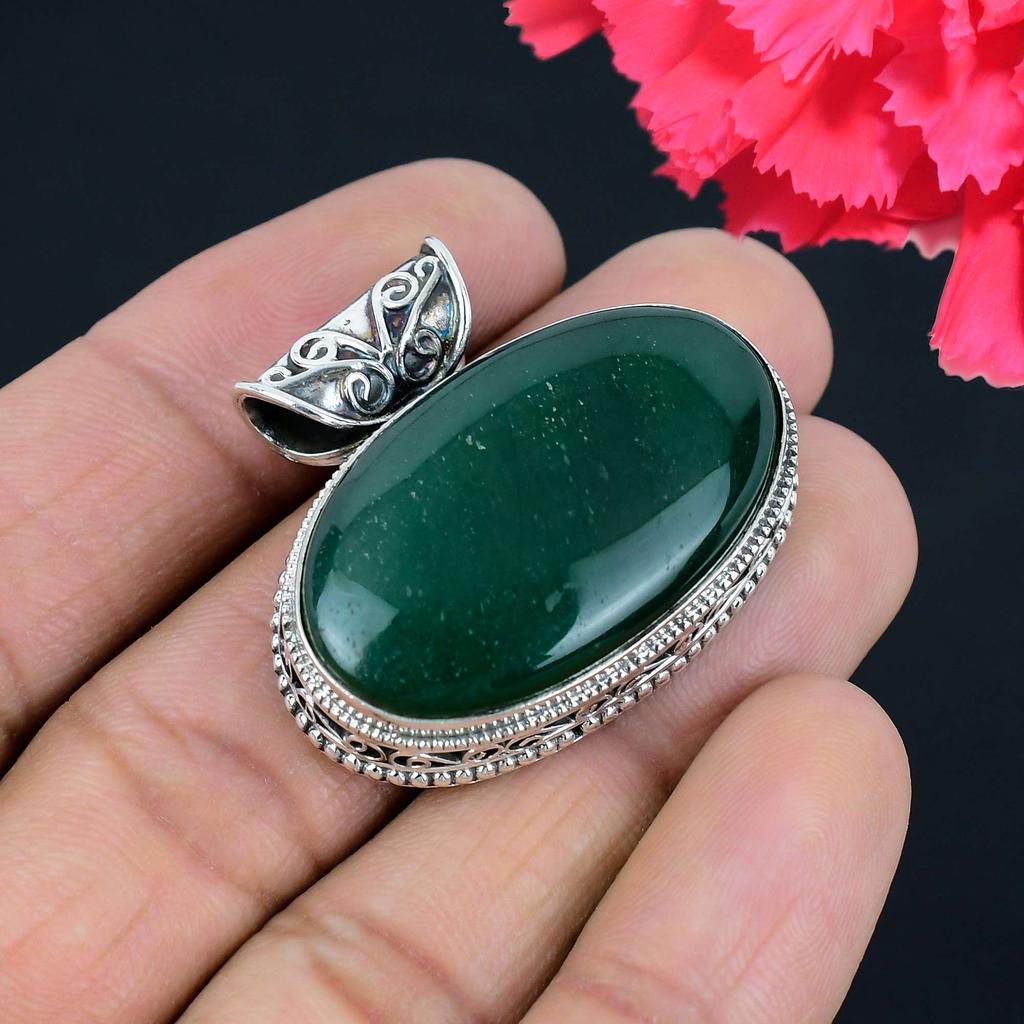 Нефритовый нефритовый кулон из драгоценного камня, твердый кулон из стерлингового серебра 925 пробы, ювелирный подарок для унисекс