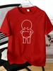 Unisexs Tee Funny Chubby Stick Figure Line Drawing Print Cotton Short Sleeve Male Casual Streetwear Outdoor Daily Basic Fashion Top