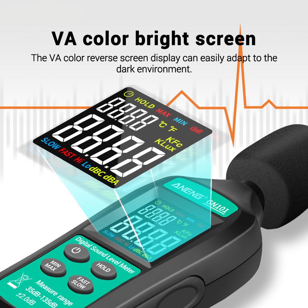 Aneng Цифровой измеритель шума 35 дБ-135 дБ, децибел-метр, ЖК-дисплей, измеритель уровня звука, высокоточный