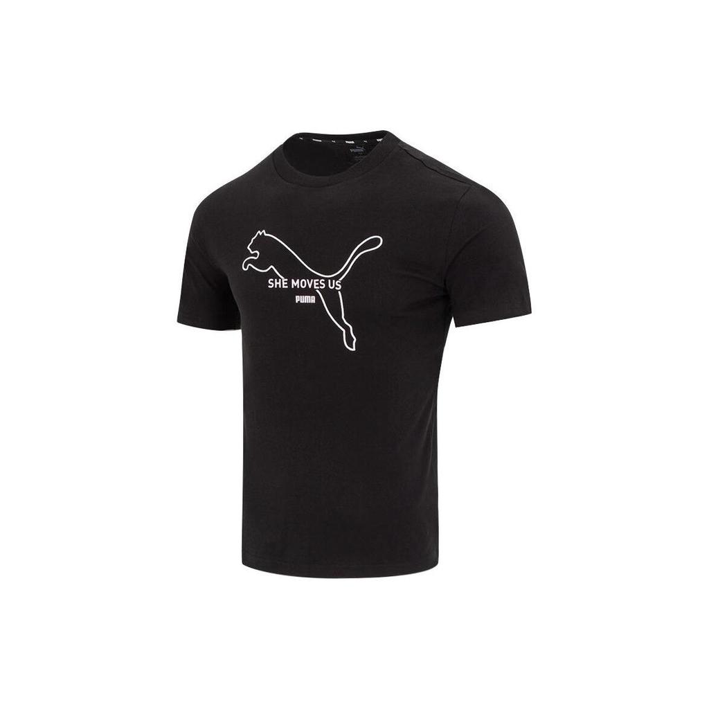 Puma Футболка спортивная с коротким рукавом и принтом букв, мужская, черная 849449-01