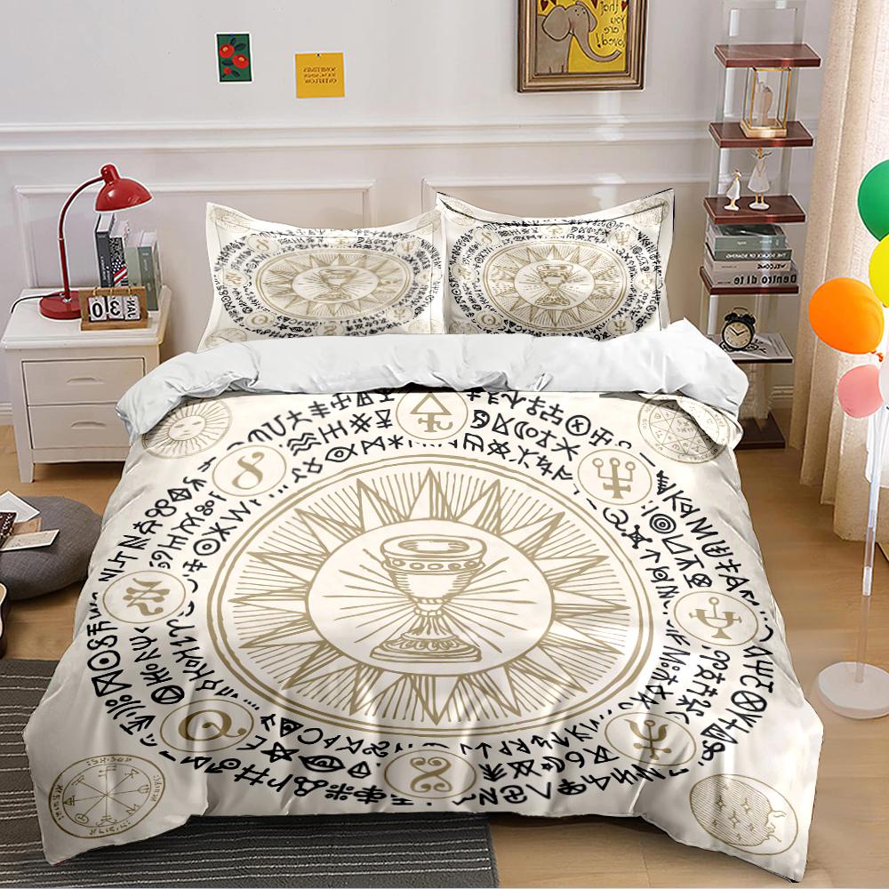 Mystic Symbol Pattern Bedding Set Bedding set (1 duvet cover, 2 pillowcases, duvet not included)
