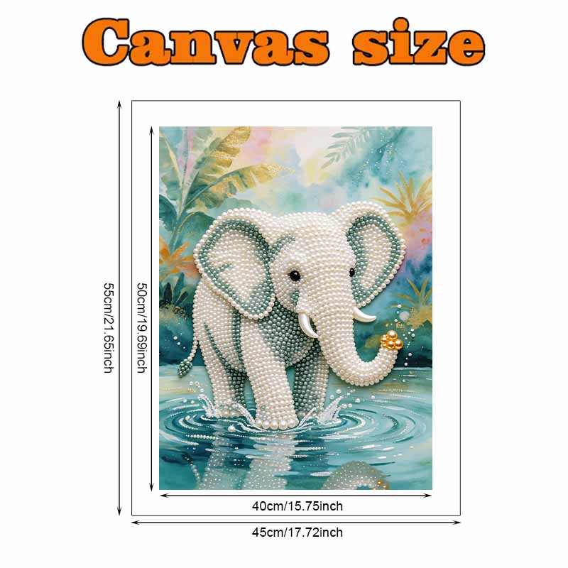 Animal Pearl Painting Handmade 5D DIY Elephant Water Splash Home Office Desktop Decoration Painting