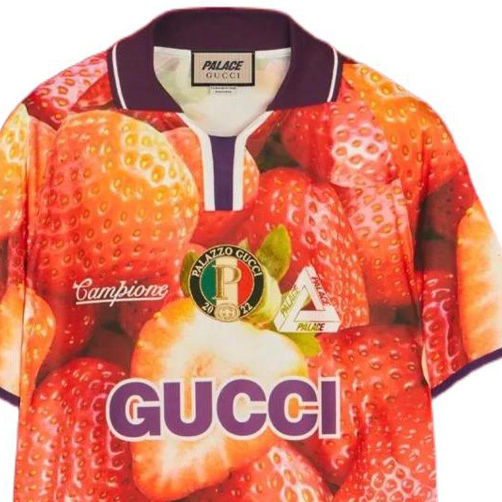 Palace X GUCCI Техническая футболка для футбола с принтом клубники 720341-XJE10-6285