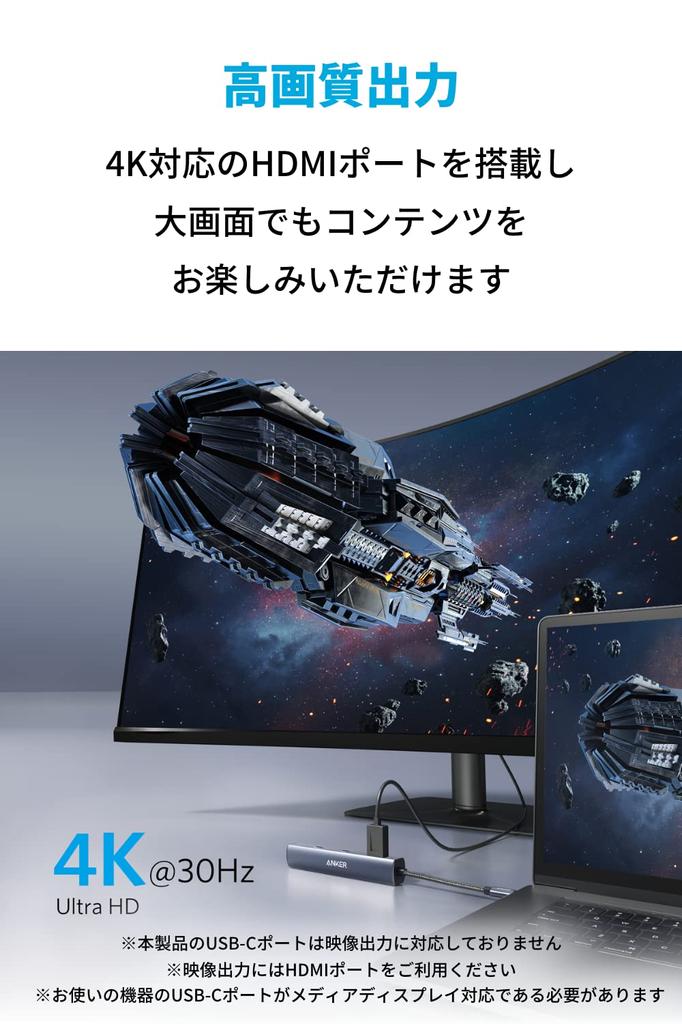 Anker PowerExpand Ethernet Hub PD 65W Port 4K HDMI Port 1Gbps Ethernet Port with Port for MacBook MacBook iPad Pro 6-in-1 USB-C USB3.0 Pro, Air,