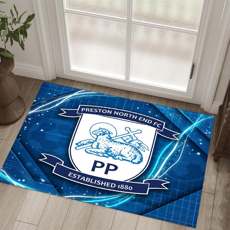 Preston North End Football Design Crystal Velvet Carpet Cozy Non?Slip Printed Rug For Bedroom Living Room Entrance