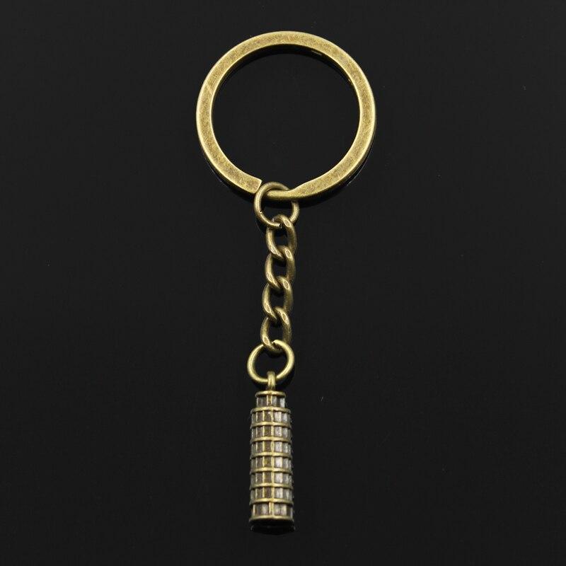Fashion 30mm Key Ring Metal Key Chain Keychain Jewelry Antique Bronze   Leaning Tower Of Pisa Italy 25x7mm Pendant