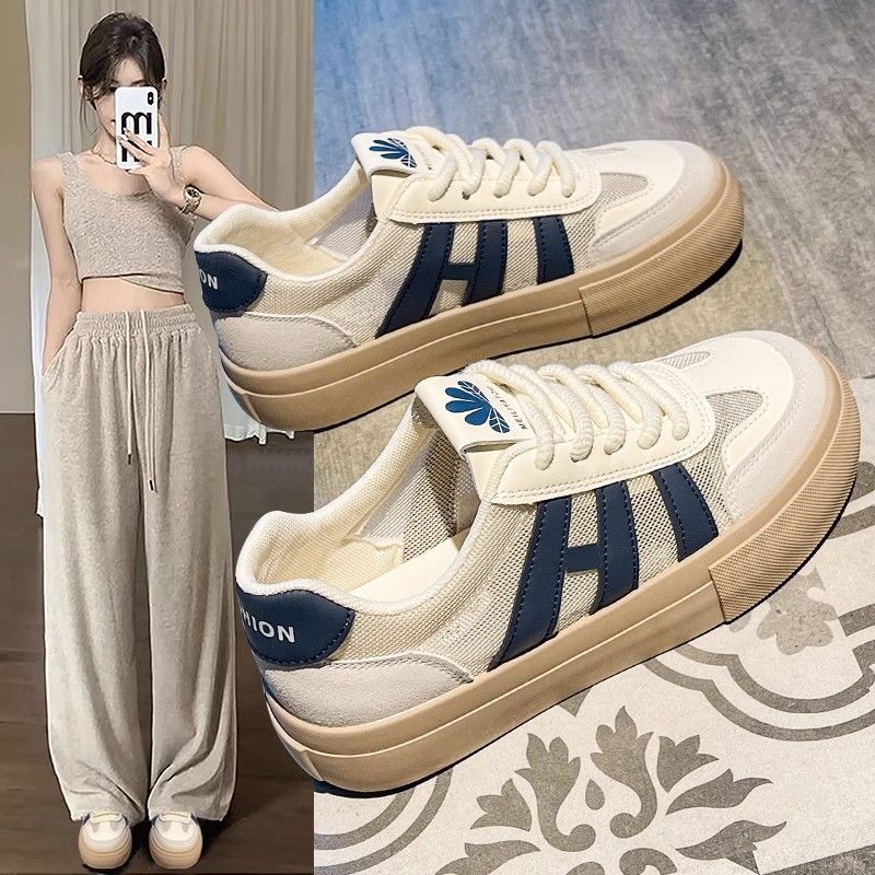 Summer Thick-soled White Shoes Women's New Mesh Shoes All-match Breathable Mesh Casual Board Shoes Explosive Women's Shoes