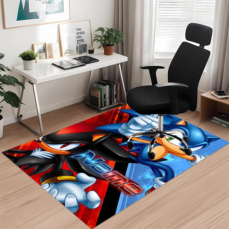 Custom Name Sonic Printed Carpet, Rug for Office Chair Living Room Bedroom Kitchen Room Decor Gifts.
