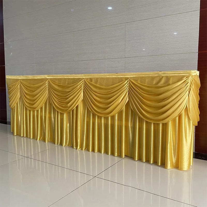 3M Wedding Backdrop Curtain Swag Tassel Ice Silk Swag Drape Curtain Valance Stage Table Skirts Party Banquet Backdrop Decor