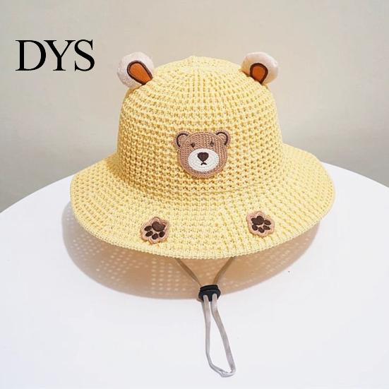 Toddler Beach Accessories Cute Animals Straw Sun Hats for Kids, UV Protection Fishing Hat, Wide Hat Brim Cartoon Bucket Breathable Summer Outdoor