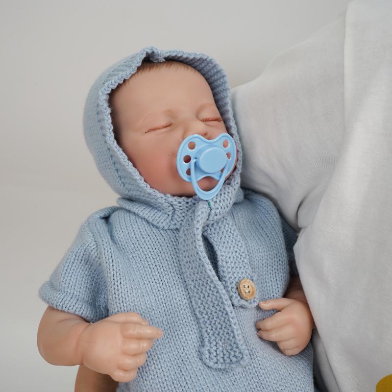 45 Cm Cloth Body Reborn Toddler Dolls LouLou Cute Lifelike Sleeping Newborn Babies Doll for Boy Hand Draw Hair Simulation Dolls Children's Day Present