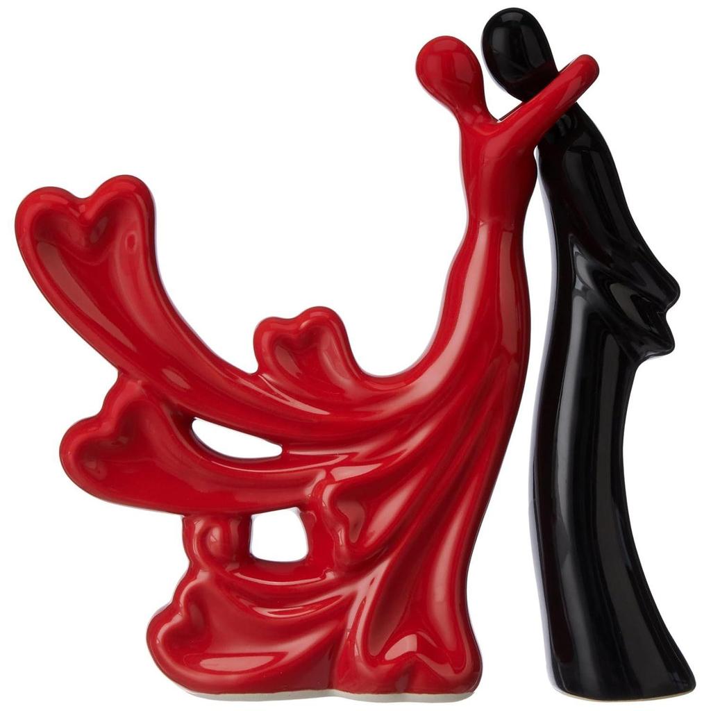 Страстная влюбленная обнимающаяся пара фигурка | Красивая керамическая статуэтка для домашнего декора (Набор из 2 шт., красный и черный)