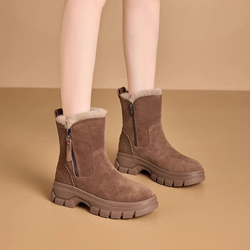 Fashion Winter New Solid Color Warm Thick Snow Boots Zipper Simple Comfortable Daily Casual Non Slip Wear Resistant  Women's Boots