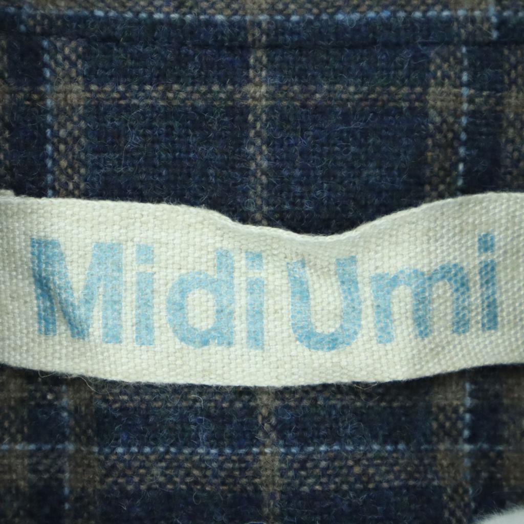 MidiUmi шерстяная смесь Клетка Длинный рукав Длинное пальто Темно-синий Женский Б/у