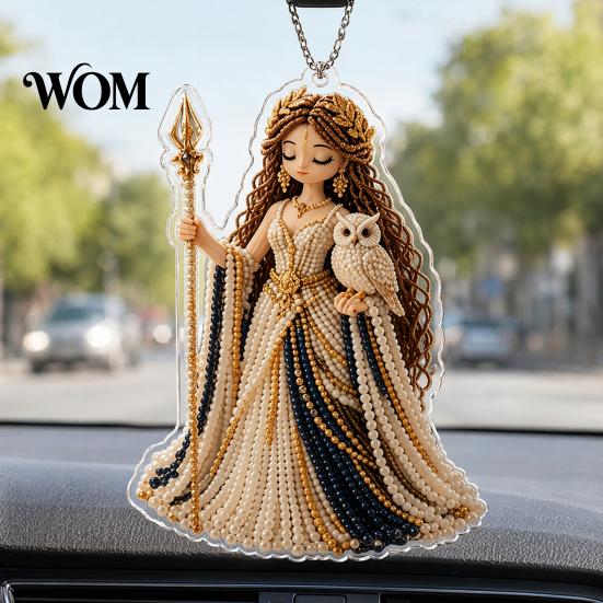 Holiday Scepter And Shell Decor 2D Flat Acrylic Christmas Ornaments, Bead Embroidered Art Goddess Ornaments Pattern Pendant, Double-Sided Hanging
