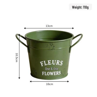 MOJY Round Double Handle Iron Succulent Pot
