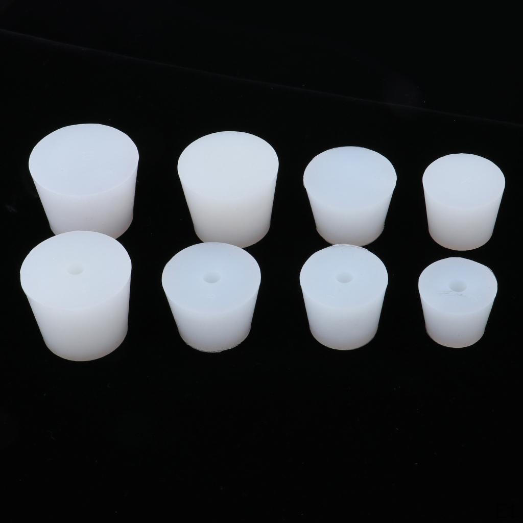 Full Silicone Stopper Stops Bungs Flasks Conical Test Tube White