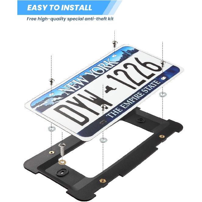 JOYTUTUS Rear License Plate Frame Holder Compatible With BMW 2005- 1 2 3 4 5 6 X Series 2002- Mini Cooper 51187160607&511882380615&5118823806,