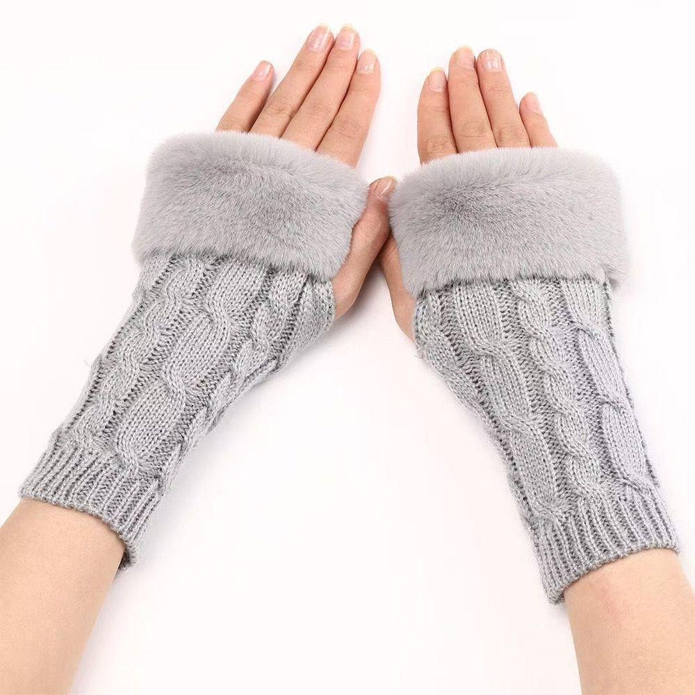 Soft Plush Half Finger Gloves Thick Warm Arm Warmers Cozy Wear Wrist Mittens Winter Season
