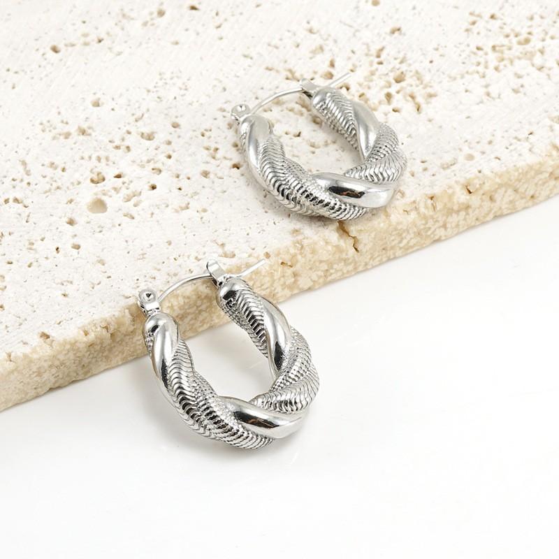 Новые нерегулярные изогнутые U-образные серьги из золота и стали двухцветные персонализированные модные серьги из нержавеющей стали для женщин