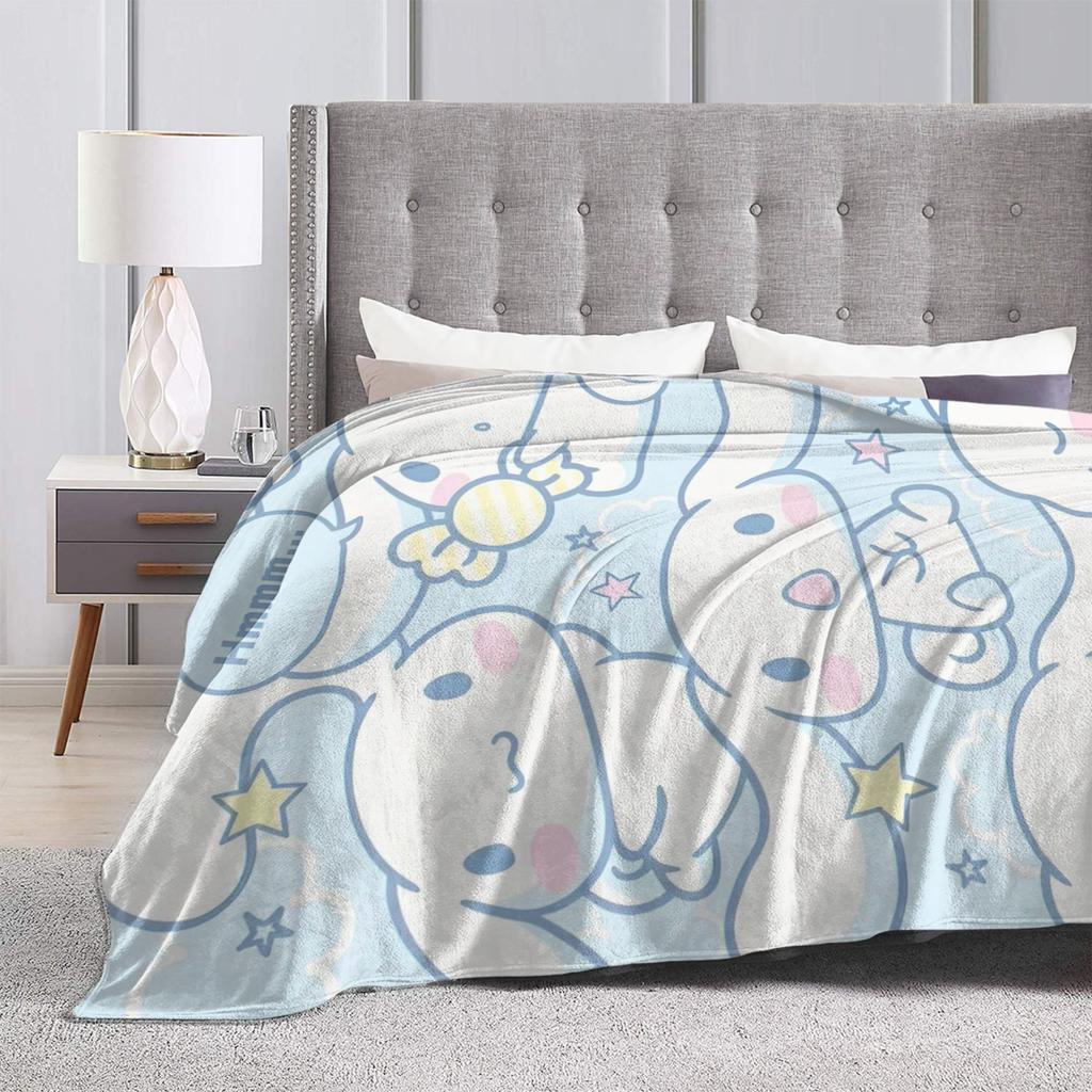 Kawaii Cinnamoroll Fleece Blanket Sanrio Cute Cartoon Dog Vintage Throw Blanket for Home Hotel Sofa 200x150cm Rug Piece