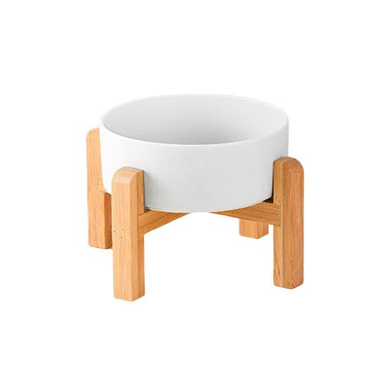 1800ml Elevated Ceramic Cat Bowl Raised Pet Food Bowl with Wooden Stand Anti Vomiting Dog Water Food Dish for Cats Small And Medium Dogs