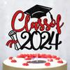 Class of 2024 Graduation Cake Topper Set Glitter Congratulations Card Graduation Gift Finish School Graduate Party Decor