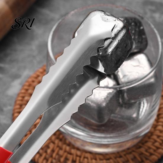 Non-slip Food Tongs Stainless Steel Ice with Handle Heavy-Duty for BBQ Heavy Duty Kitchen Buffet Rust-Proof Dishwasher Safe Multi-purpose Clip