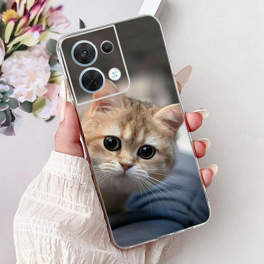 For OPPO Reno 8 Case CPH2359 Cover Cute Cartoon Cat Carp Lion Soft Silicone Shockproof Bumper For OPPO Reno8 Pro 5G CPH2357 Capa