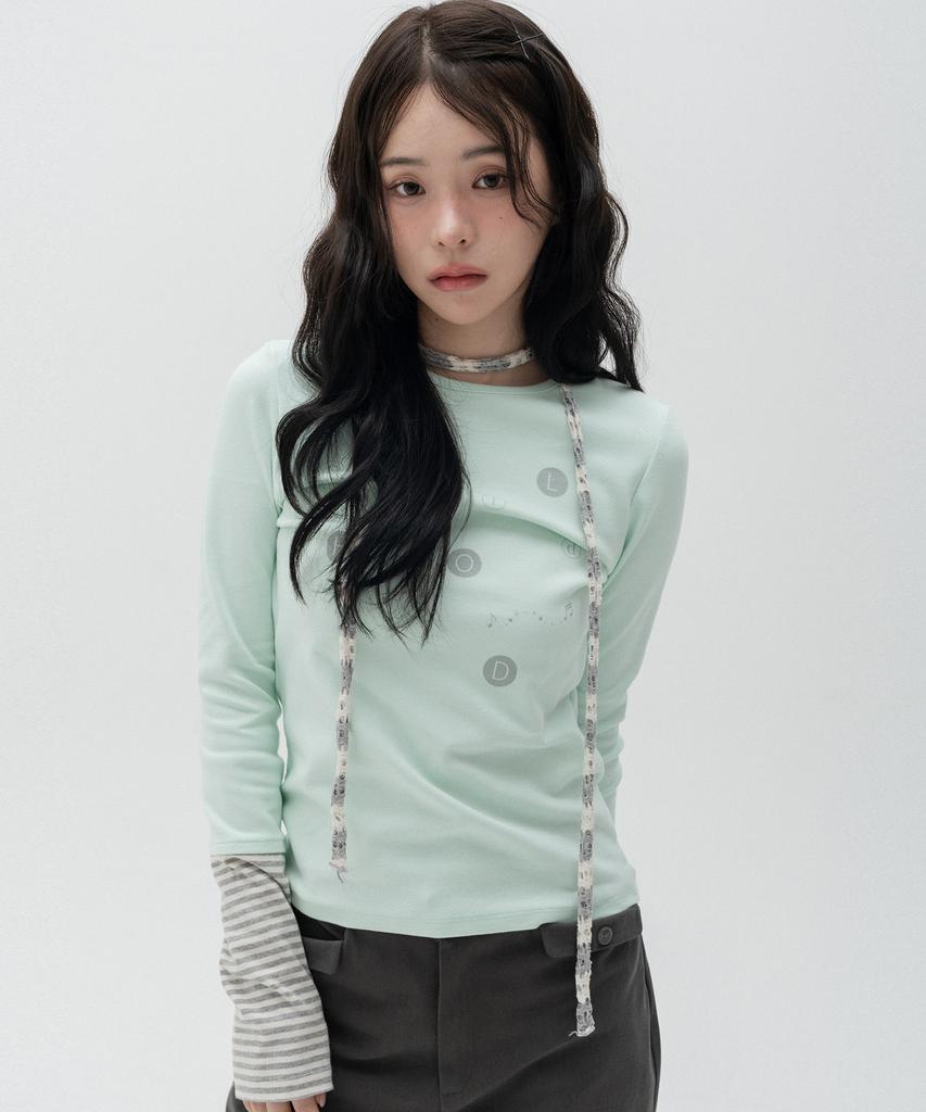 HIGH SCHOOL DISCO Dot Graphic Layered Long Sleeve_Mint
