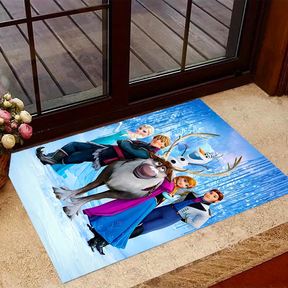 Frozen Adventure Disney Cartoon Theme Anti-Slip Rug - Polyester, Home Decor, Suitable for Bedrooms, Living Rooms, Doorways, and Studios