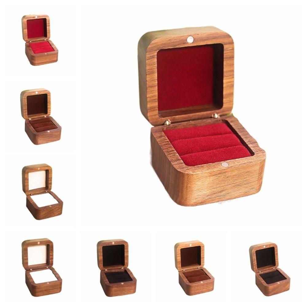 Luxury Rings Bearer Box Square Jewelry Organizer Portable Rings Display Case Propose