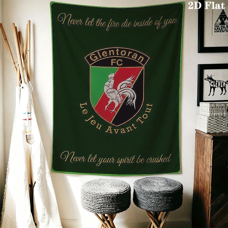 Glentoran Heart Wall Hanging Printed Fabric Blanket Decorative Tapestries for Bedroom Living Room Home Decor
