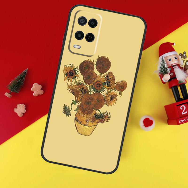 Sunflower Case For Oppo A94 A74 A54 A60 A40 A80 A16 A76 A96 A98 A58 A78 A18 A38 A57 A17 A15 A5 A6 Pro