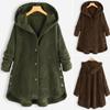 Women's  And Winter Solid Button Pocket Long-sleeved Clothes With Cap Coat